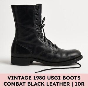 Vintage USGI Combat Boots Black Leather Military Utility Size 10R